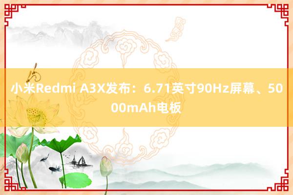 小米Redmi A3X发布：6.71英寸90Hz屏幕、5000mAh电板