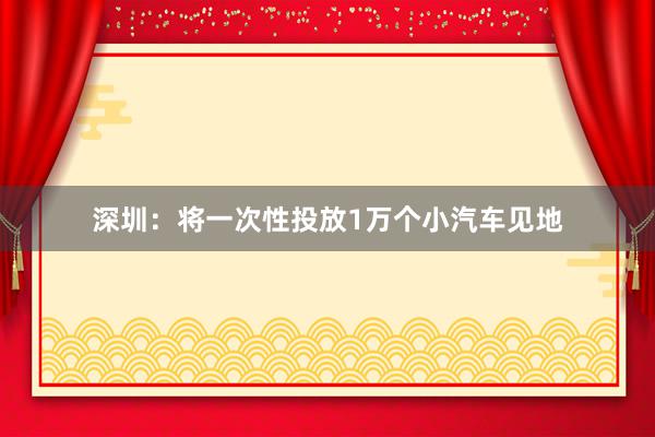 深圳：将一次性投放1万个小汽车见地