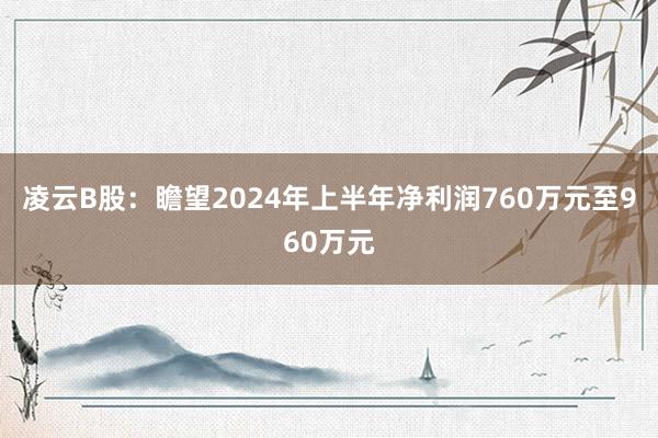 凌云B股：瞻望2024年上半年净利润760万元至960万元