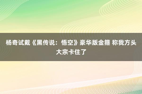 杨奇试戴《黑传说：悟空》豪华版金箍 称我方头大宗卡住了