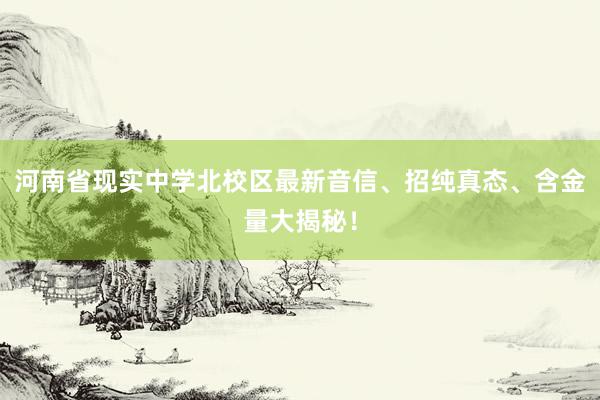 河南省现实中学北校区最新音信、招纯真态、含金量大揭秘！