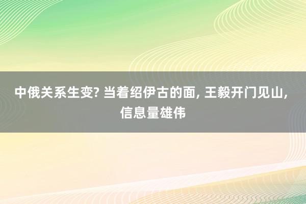 中俄关系生变? 当着绍伊古的面, 王毅开门见山, 信息量雄伟