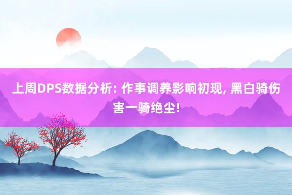 上周DPS数据分析: 作事调养影响初现, 黑白骑伤害一骑绝尘!