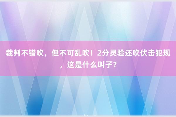 裁判不错吹，但不可乱吹！2分灵验还吹伏击犯规，这是什么叫子？