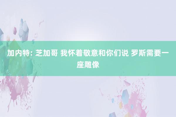 加内特: 芝加哥 我怀着敬意和你们说 罗斯需要一座雕像